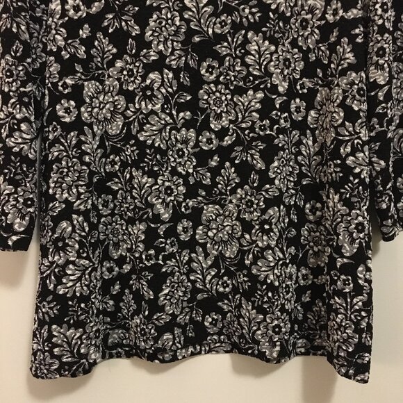 90s Vintage Floral Print Lacy 3/4 Sleeve Top - Picture 4 of 16
